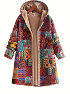 Patchwork Hooded Jacket with Lined Interior
