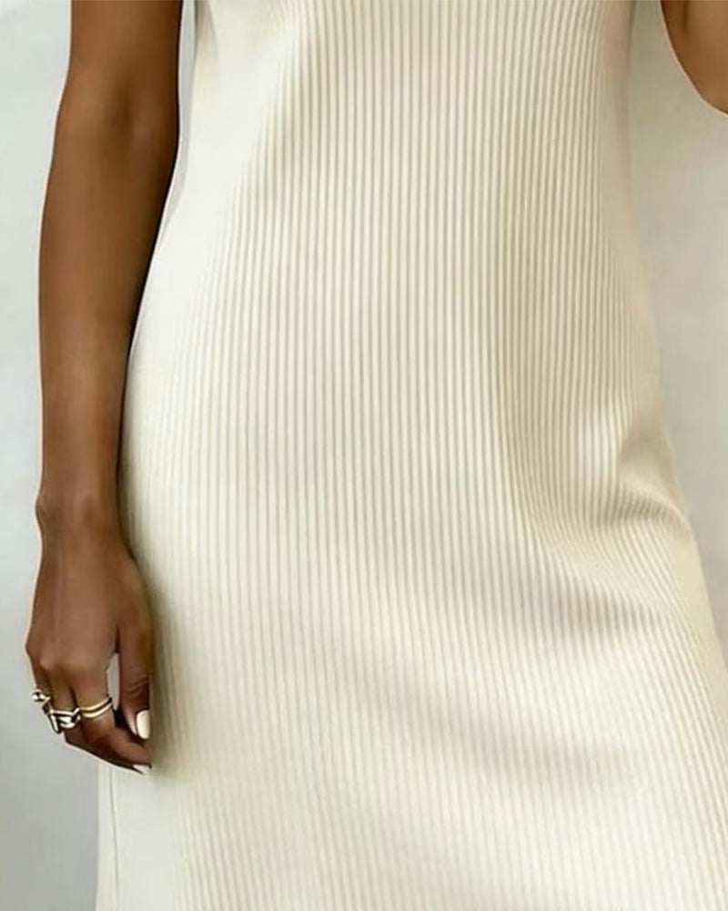 Round Neck Button Down Straight Dress