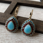 Vintage Rhinestone Teardrop Resin Earrings in Three Colours