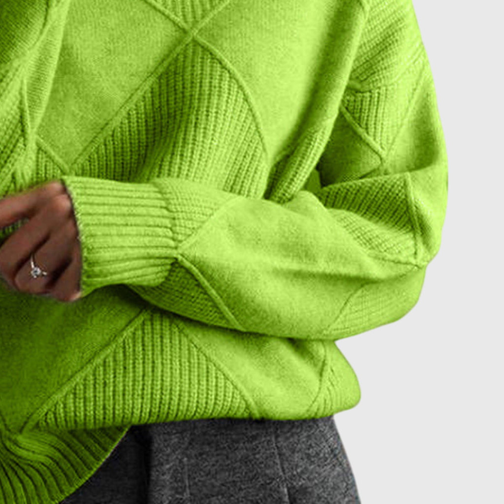 Geometric Pattern Turtleneck Jumper in Soft Knit
