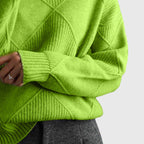 Geometric Pattern Turtleneck Jumper in Soft Knit