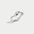 Adjustable Minimalist Wave Ring with Open Band Design
