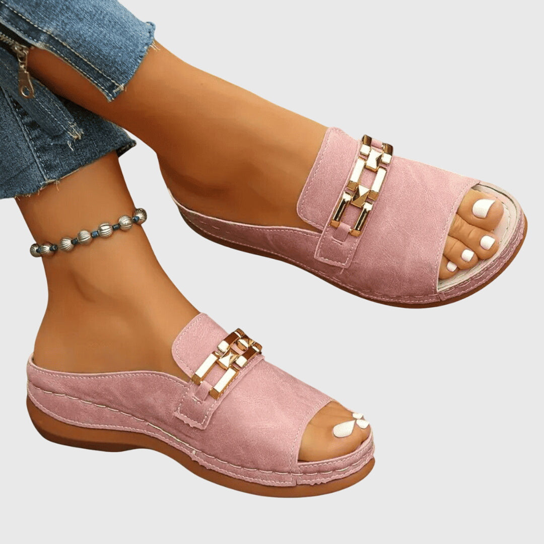 Slip-On Sandals with Shock Absorbing Sole