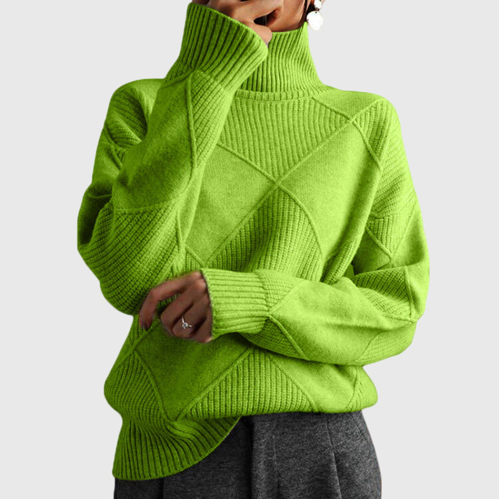 Geometric Pattern Turtleneck Jumper in Soft Knit