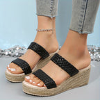 Platform Wedge Sandals with a Slip-Resistant Sole and Single Strap