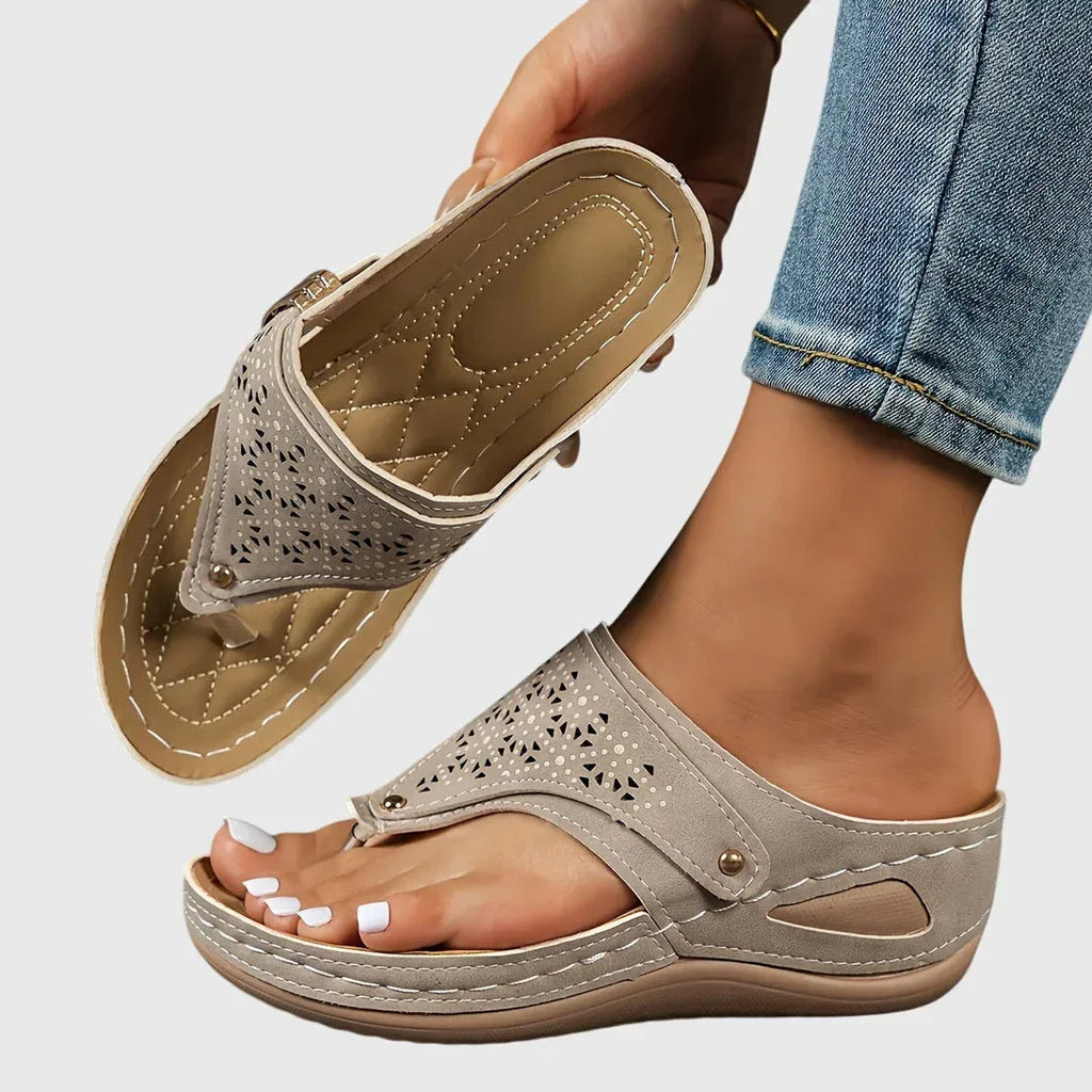 Slip-On Sandals with Striped Detail