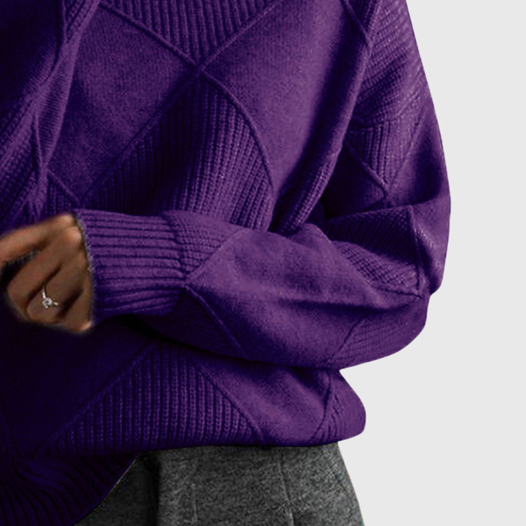 Geometric Pattern Turtleneck Jumper in Soft Knit