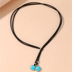 Minimalist Boho Blue-Green Bead Adjustable Choker Necklace