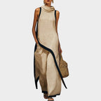 Asymmetric Two Piece Set with High Neck and Contrast Trim