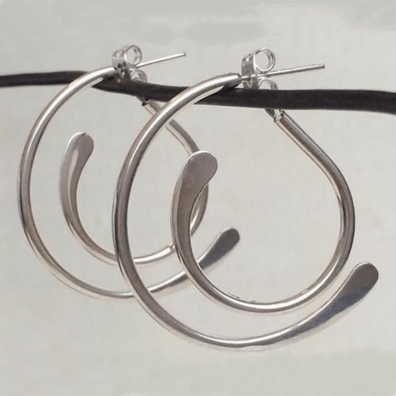 Vintage Patchwork Earrings in Silver Colour with Mixed Textures