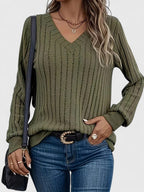 V-Neck Knit Jumper with Relaxed Fit