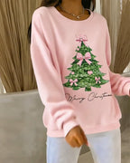 Sweatshirt med rund halsringning och festligt tryck
