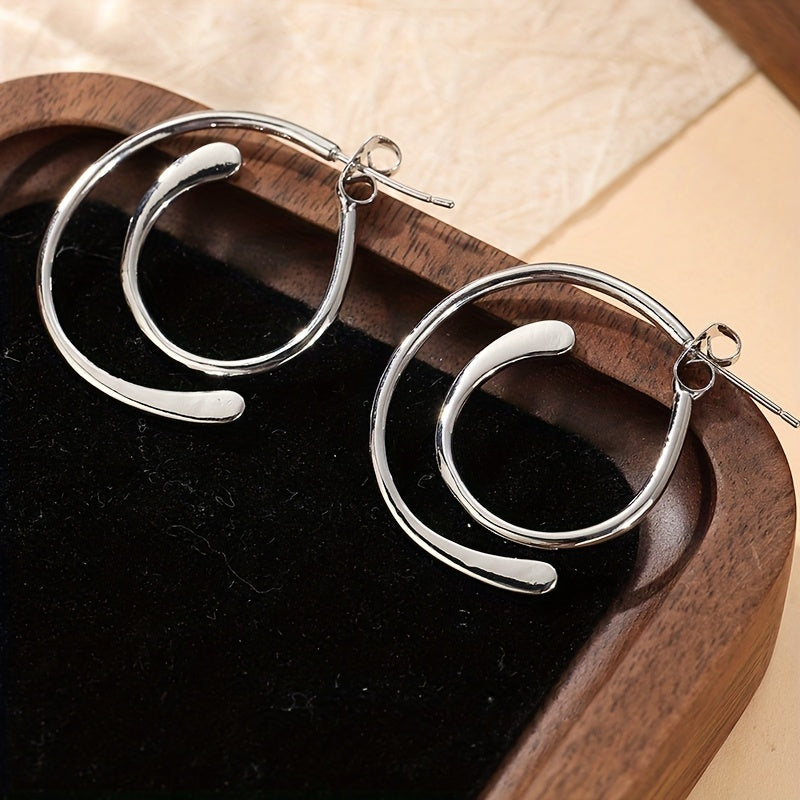 Vintage Patchwork Earrings in Silver Colour with Mixed Textures