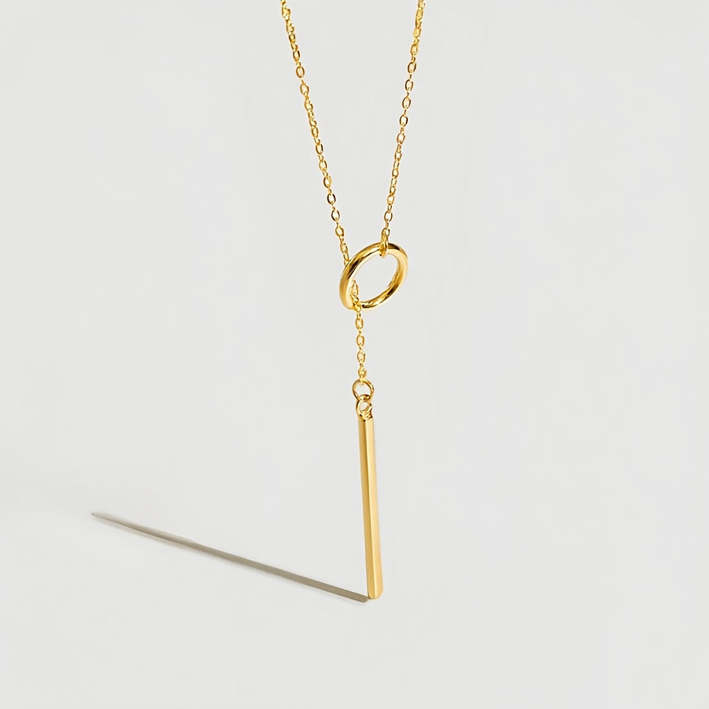 Modern Stainless Steel Y-Drop Necklace with Long Elegant Line