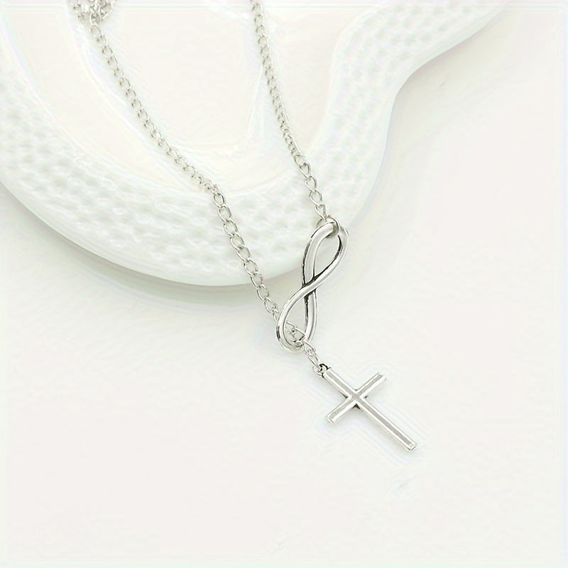 Simple Infinity Cross Short Necklace in Gold Colour
