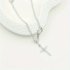 Simple Infinity Cross Short Necklace in Gold Colour