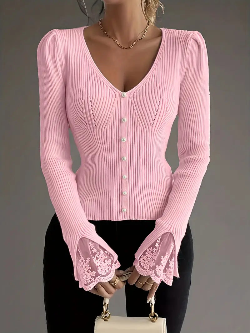 Floral V-Neck Jumper with Soft Handle