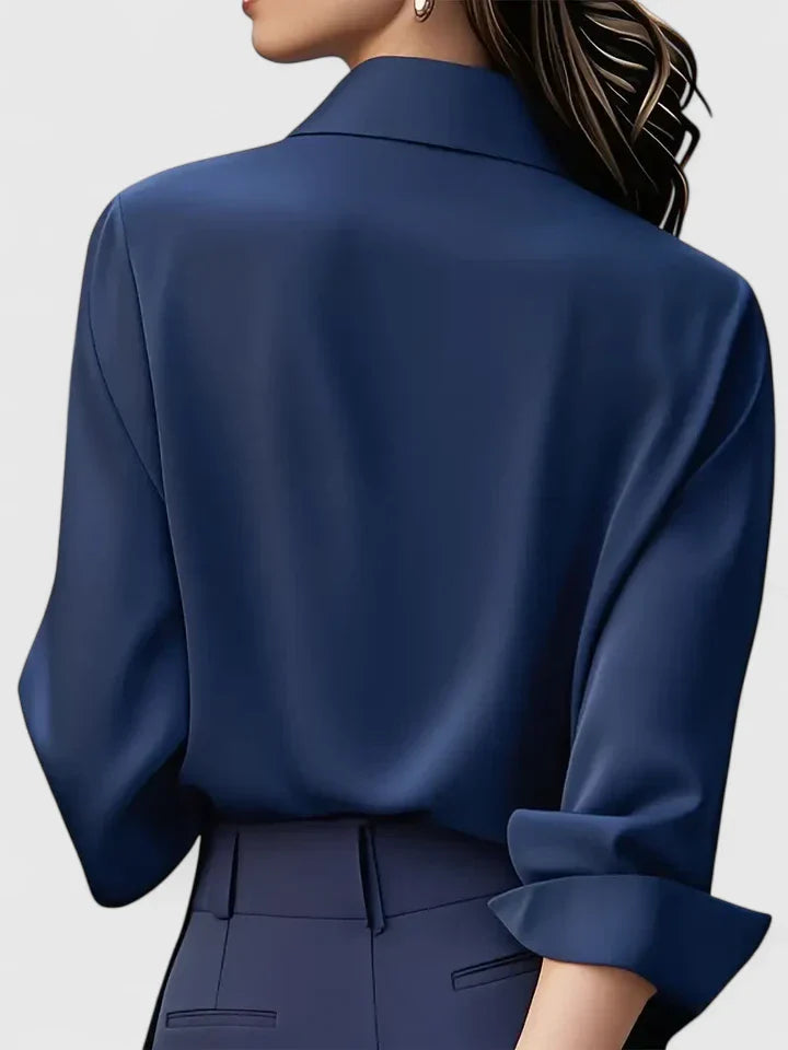 Collared Top with Hidden Button Front