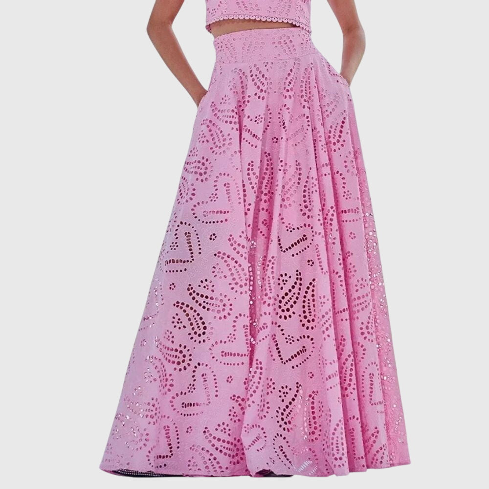 Two Piece Set with Sleeveless Crop Top and Long Skirt