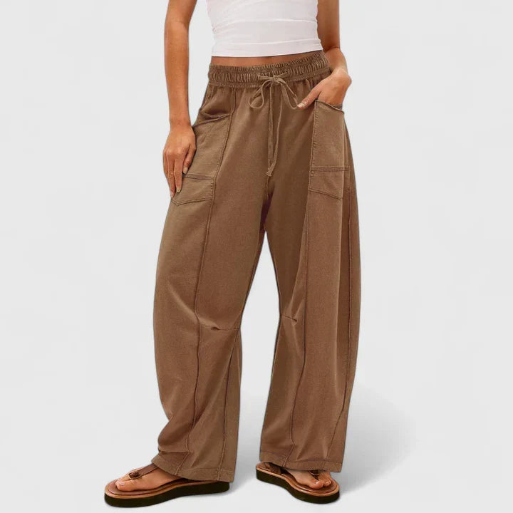 Baggy Leg Trousers with Easy Movement