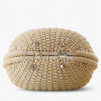Woven Rattan-Style Shoulder Bag with Flap Closure