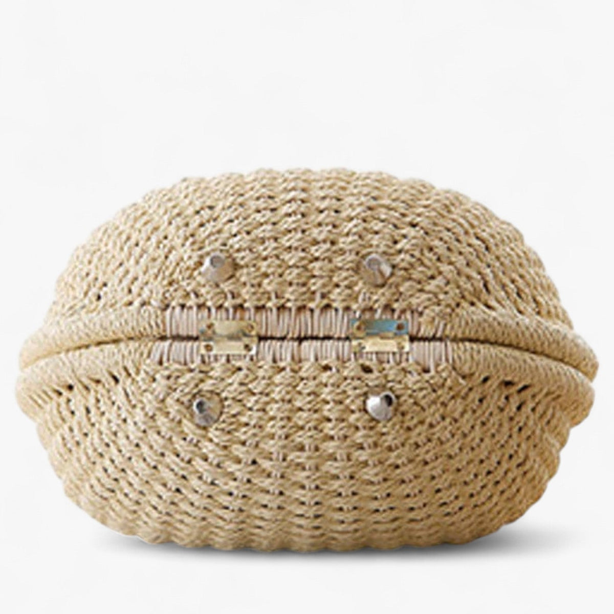 Woven Rattan-Style Shoulder Bag with Flap Closure