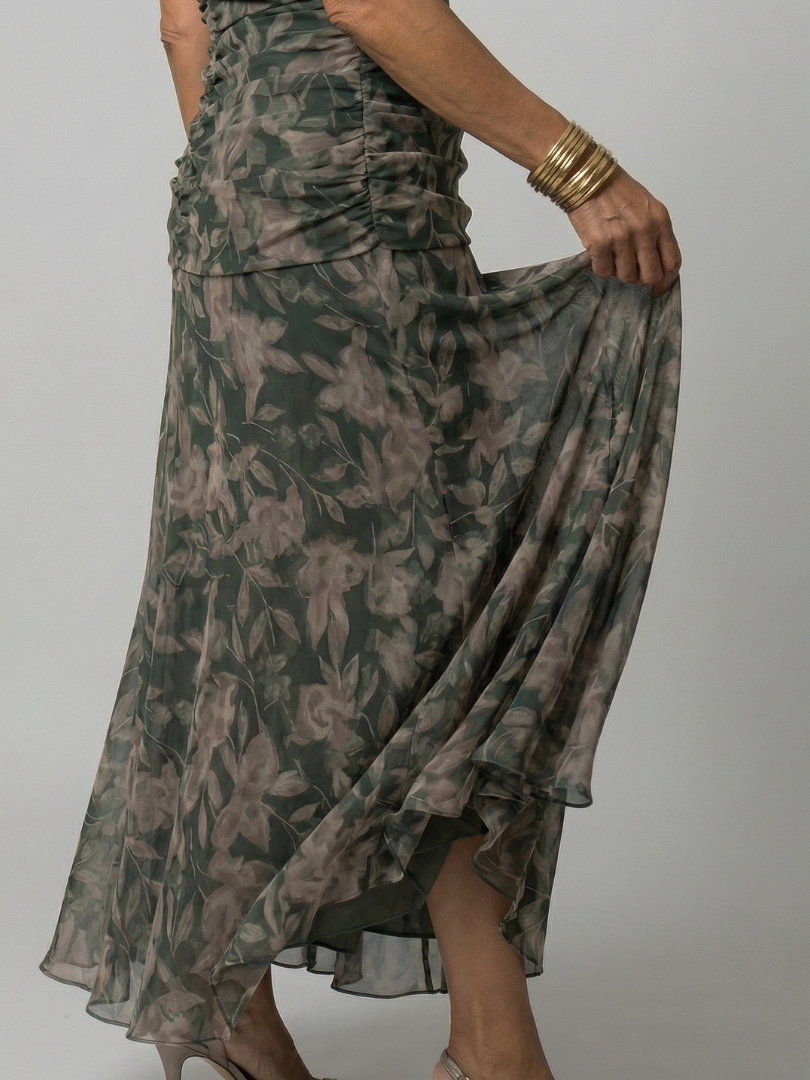 Off Shoulder Midi Dress with Draped Neckline