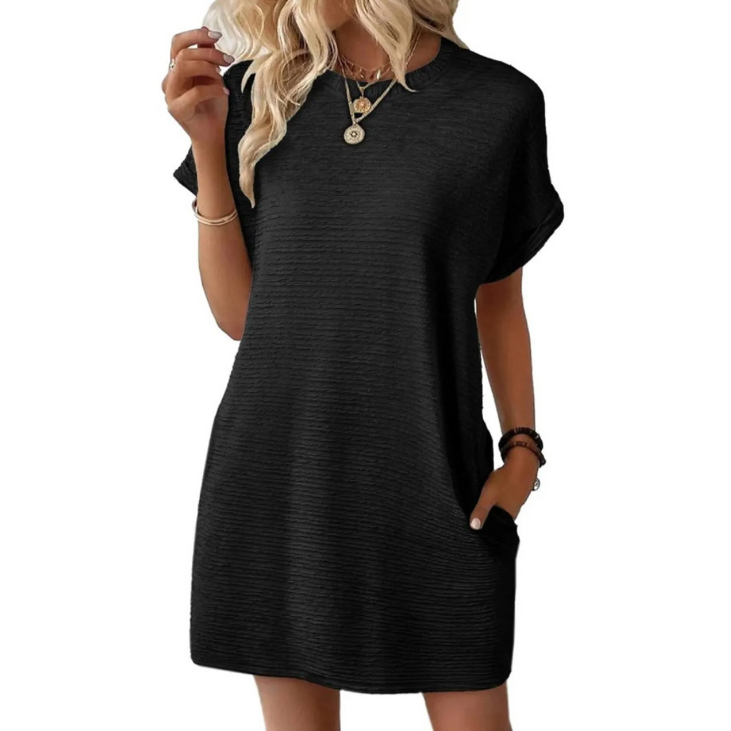 Round-Neck Dress with a Relaxed Fit for Warm Days