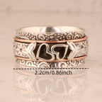 Butterfly and Heart Spinner Ring in Silver Colour with Moving Band