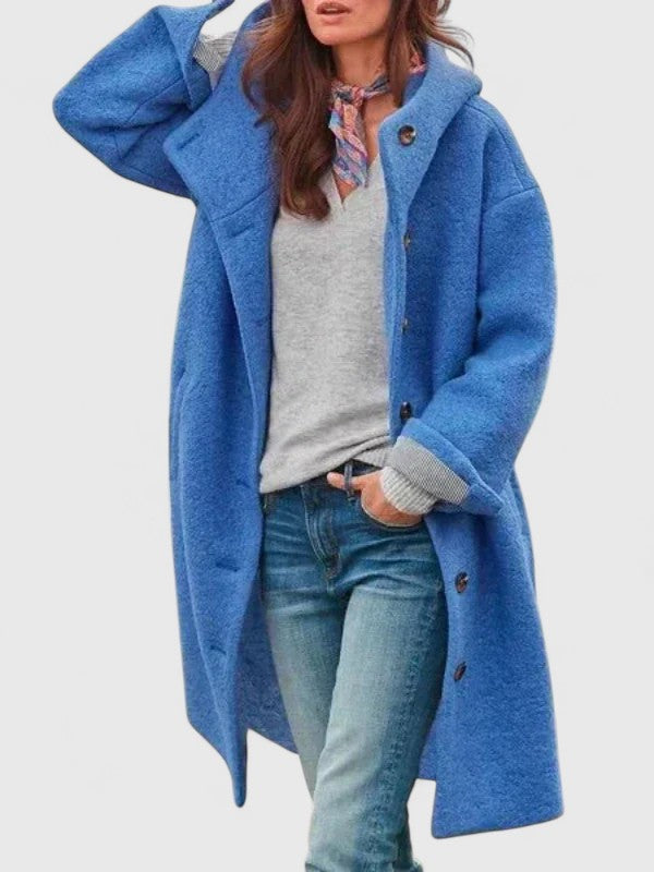 Hooded Coat with Soft Line and Front Pockets