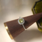 Adjustable Open Ring with Olive Green Zirconia Stones