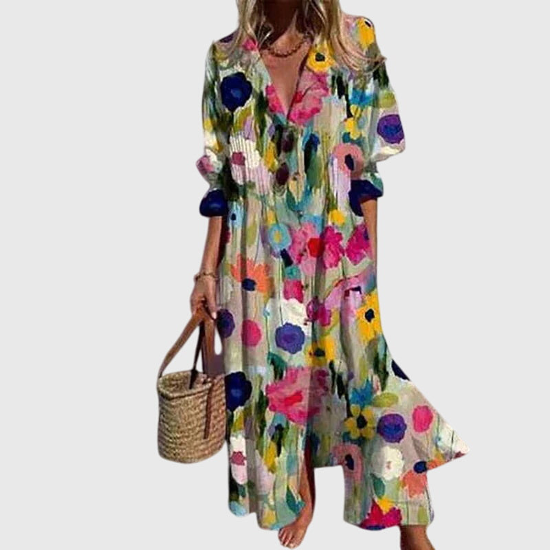 Bohemian Dress with Flowing Silhouette and Fine Detail