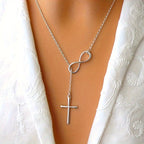 Simple Infinity Cross Short Necklace in Gold Colour