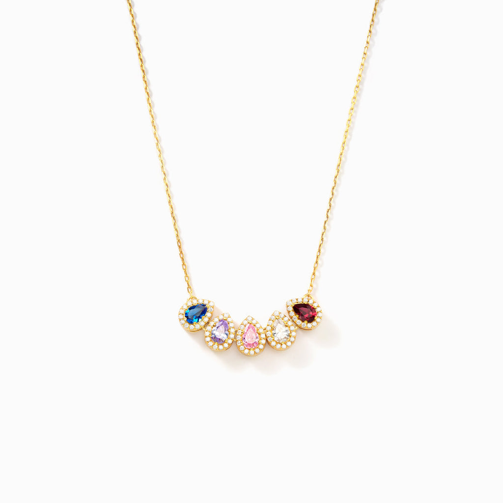 Teardrop Family Birth Month Stone Necklace for Mothers