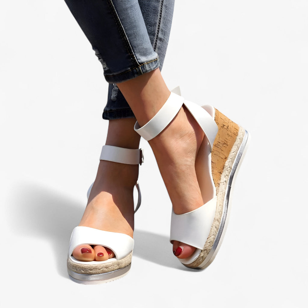 Wedge Platform Sandals with an Adjustable Ankle Strap