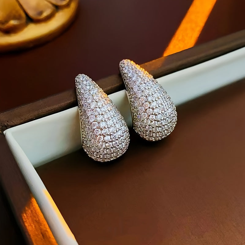 Vintage Water Drop Zirconia Stud Earrings with Colour Choice