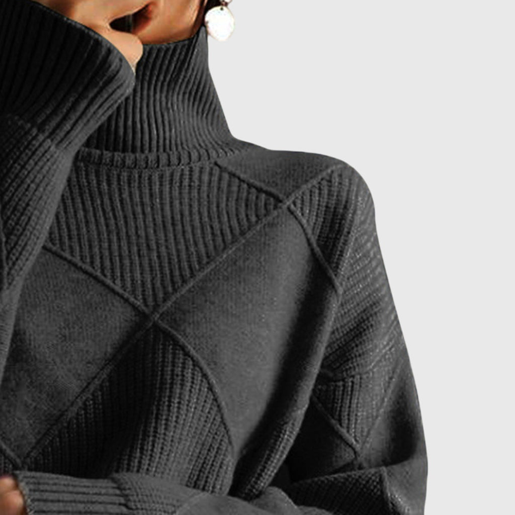 Geometric Pattern Turtleneck Jumper in Soft Knit