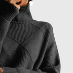 Geometric Pattern Turtleneck Jumper in Soft Knit