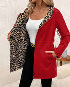Leopard Print Coat with Drawstring and Zip Front