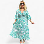 Floral Print V-Neck Maxi Dress for Beach Holidays