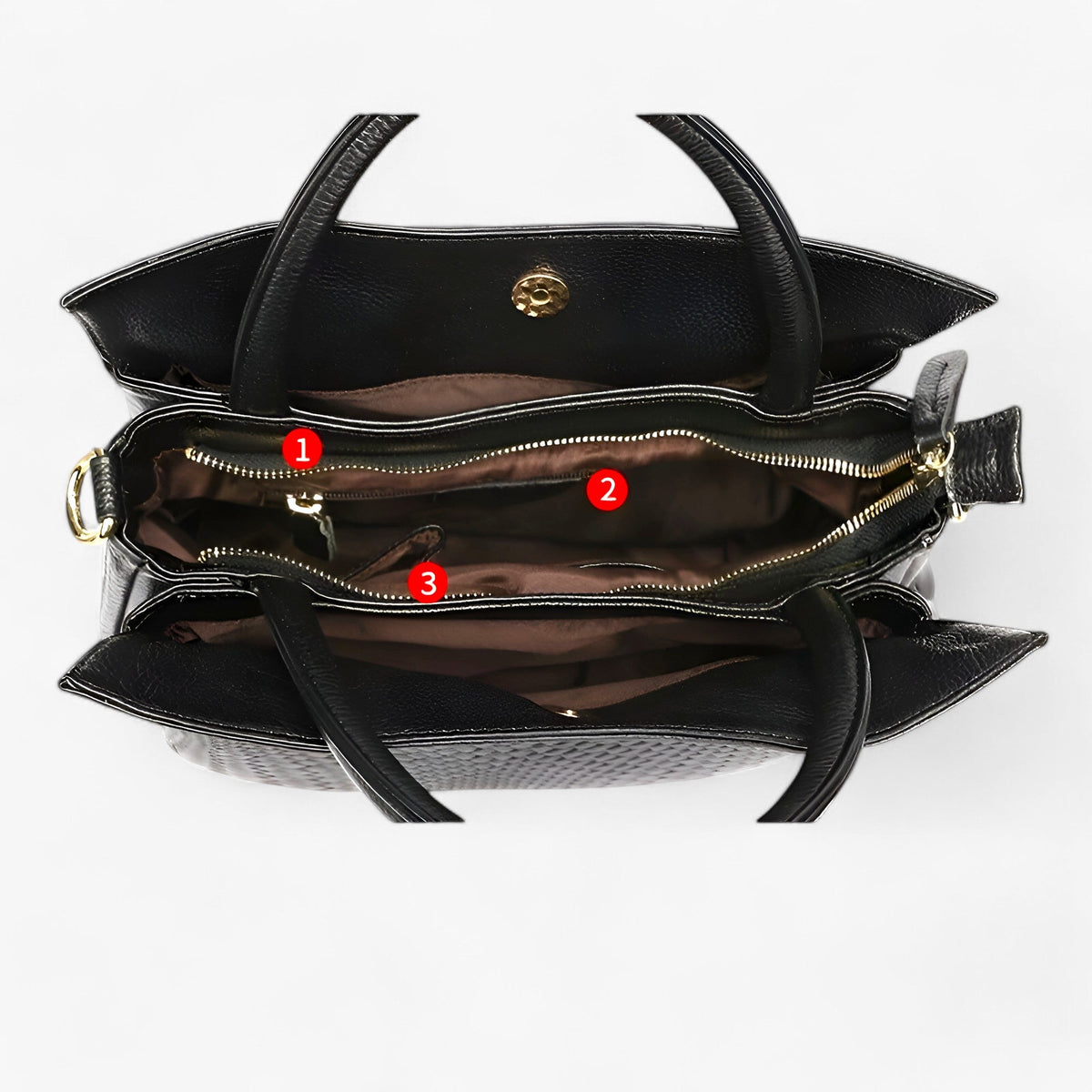 Structured Handbag with Compartments for Everyday Use