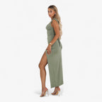 Calf-length midi dress with a flared silhouette