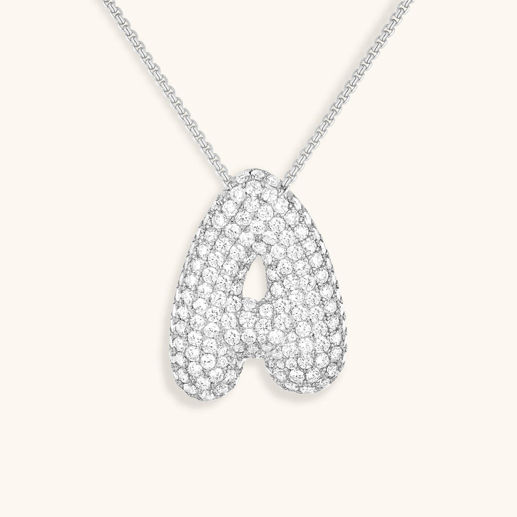 Pavé Bubble Initial Necklace with Sparkling Letter