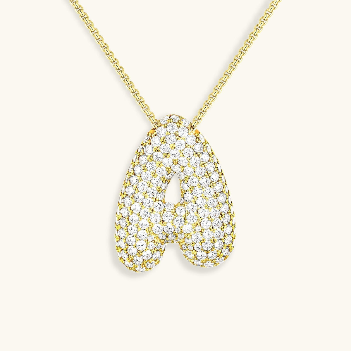 Pavé Bubble Initial Necklace with Sparkling Letter
