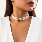 Choker i tre rader med stenar att välja mellan