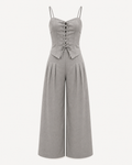 Lace-Up Top and Wide-Leg Trousers Co-Ord Set