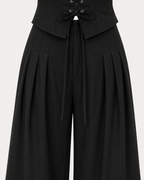 Lace-Up Top and Wide-Leg Trousers Co-Ord Set