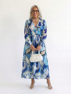 Floral Maxi Dress with Long Sleeves and Ruched Waist