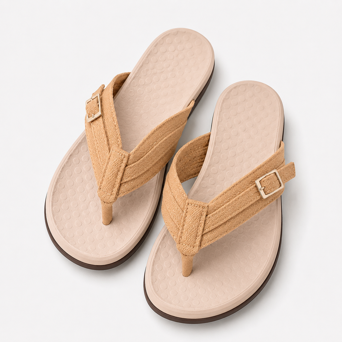 Orthopedic Sandals with Cushioned Sole and Gold-Tone Buckle