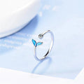Whale Tail Ring with Zirconia Detail in Silver Colour